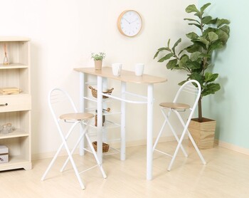 カウンターテーブルチェア3点BR WH 95247 95246 送料無料-3