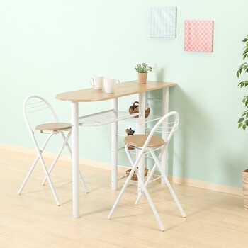 カウンターテーブルチェア3点BR WH 95247 95246 送料無料-4