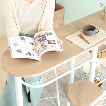 カウンターテーブルチェア3点BR WH 95247 95246 送料無料-5