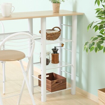 カウンターテーブルチェア3点BR WH 95247 95246 送料無料-7