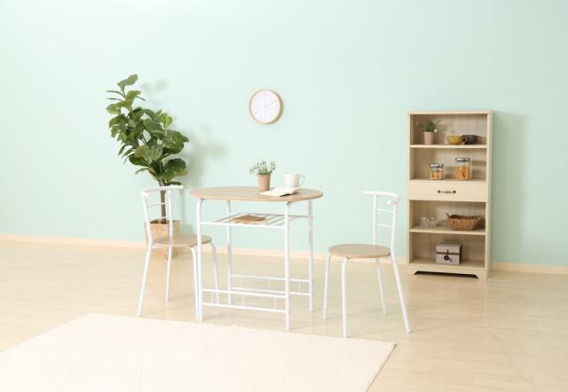 ダイニング3点WH BR 送料無料-8