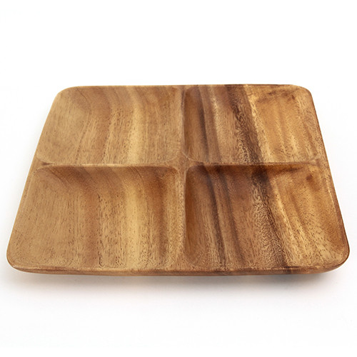 アカシア スクエアトレー 4仕切り付き 2セット 送料無料-1