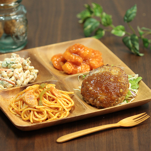 アカシア スクエアトレー 4仕切り付き 2セット 送料無料-2