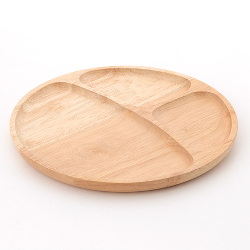 木製 ラウンドディッシュ 仕切り付き 6セット 送料無料-1