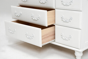 ローチェスト ホワイト 3段6杯 高さ60cm アンティーク調取っ手 MBC 5774 送料無料-1