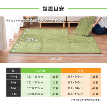 ふっくら贅沢な芝生風ジョイントマット シーヴァ 約60×60cm 9枚セット 送料無料-11