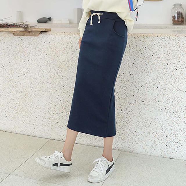 ロングスカート タイトスカート ミモレ丈スカート リブスカート スリット スカート 送料無料 即日発送-9