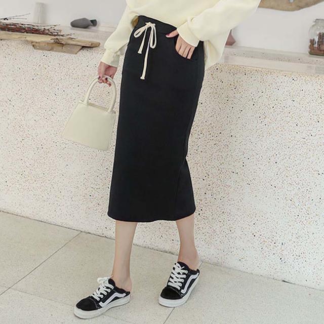ロングスカート タイトスカート ミモレ丈スカート リブスカート スリット スカート 送料無料 即日発送-3
