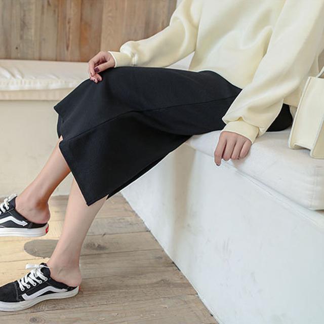 ロングスカート タイトスカート ミモレ丈スカート リブスカート スリット スカート 送料無料 即日発送-4