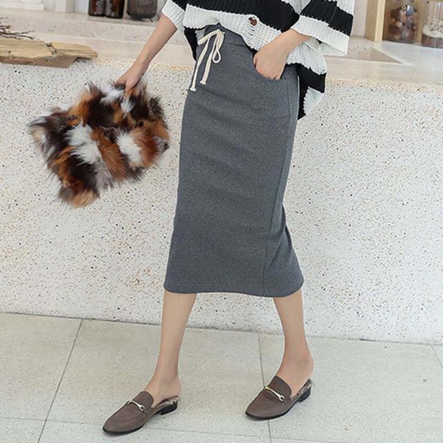 ロングスカート タイトスカート ミモレ丈スカート リブスカート スリット スカート 送料無料 即日発送-6