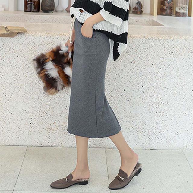 ロングスカート タイトスカート ミモレ丈スカート リブスカート スリット スカート 送料無料 即日発送-7