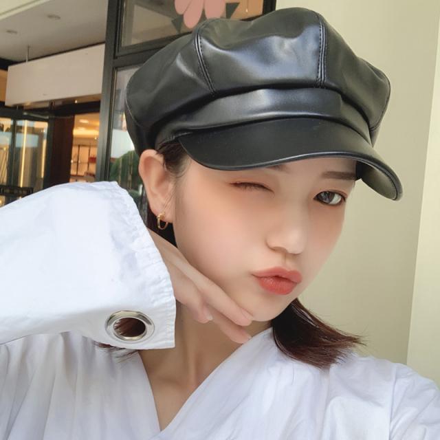 キャスケット 帽子 レディース フェイクレザー キャスケット 合皮 マドロスハット 送料無料 即日発送-3