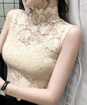 タンクトップ 総レース レディース インナー 花柄 セクシー トップス ハイネック エレガント 送料無料 即日発送-5
