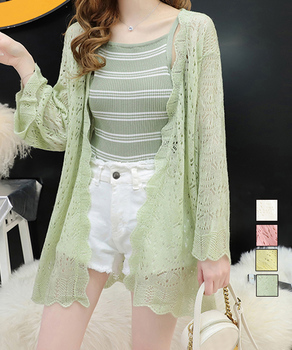 ロングリブカーデ 透け感 カーディガン 送料無料 即日発送-0