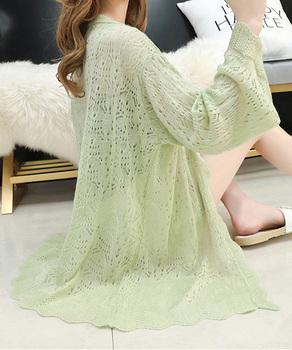 ロングリブカーデ 透け感 カーディガン 送料無料 即日発送-5