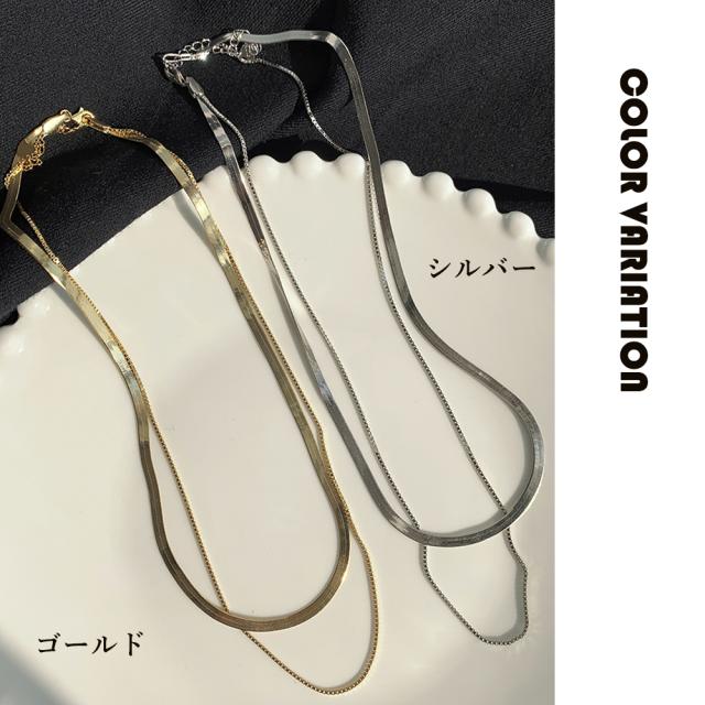 太幅 チョーカー チェーンネックレス 2連 送料無料 即日発送-1