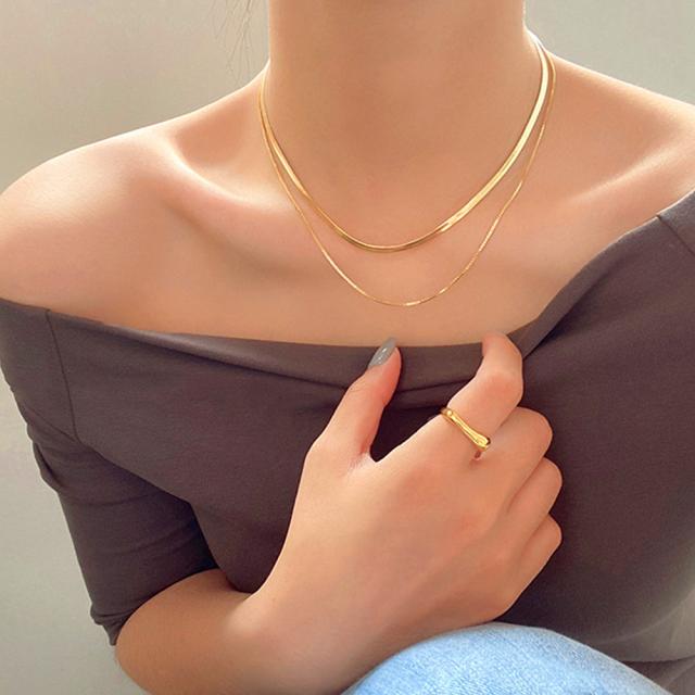 太幅 チョーカー チェーンネックレス 2連 送料無料 即日発送-4