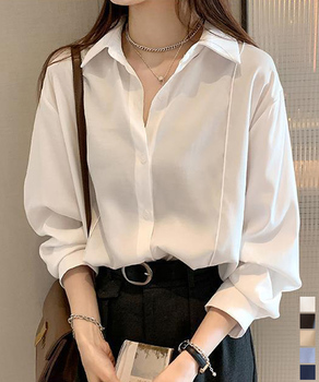 シャツブラウス 襟付き 長袖 レディース 送料無料 即日発送-0