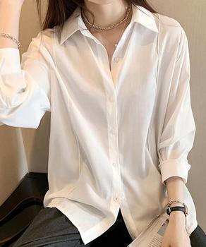 シャツブラウス 襟付き 長袖 レディース 送料無料 即日発送-3