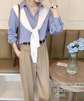 シャツブラウス 襟付き 長袖 レディース 送料無料 即日発送-5