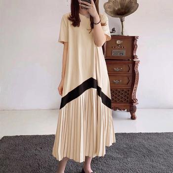 ワンピース ロング ワンピース レディース プリーツ切り替え 夏 マキシワンピース 半袖 Aライン 送料無料 即日発送-4