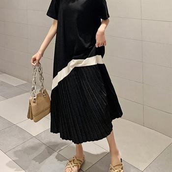 ワンピース ロング ワンピース レディース プリーツ切り替え 夏 マキシワンピース 半袖 Aライン 送料無料 即日発送-8