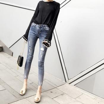 ダメージジーンズデニムスキニーパンツ 送料無料 即日発送-9