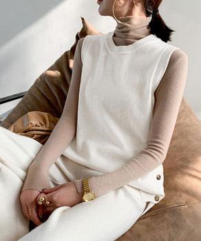 ニットベスト レディース 重ね着 上着 送料無料 即日発送-3