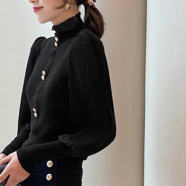 バルーン袖 リブニットトップス SK16393442-4095 送料無料 即日発送-5