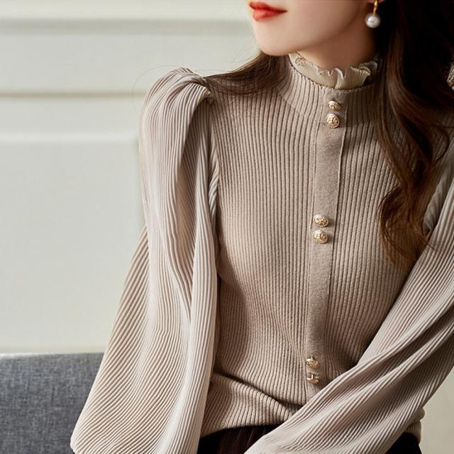 バルーン袖 リブニットトップス SK16393442-4095 送料無料 即日発送-7