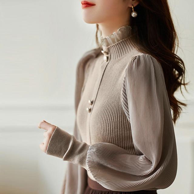 バルーン袖 リブニットトップス SK16393442-4095 送料無料 即日発送-8