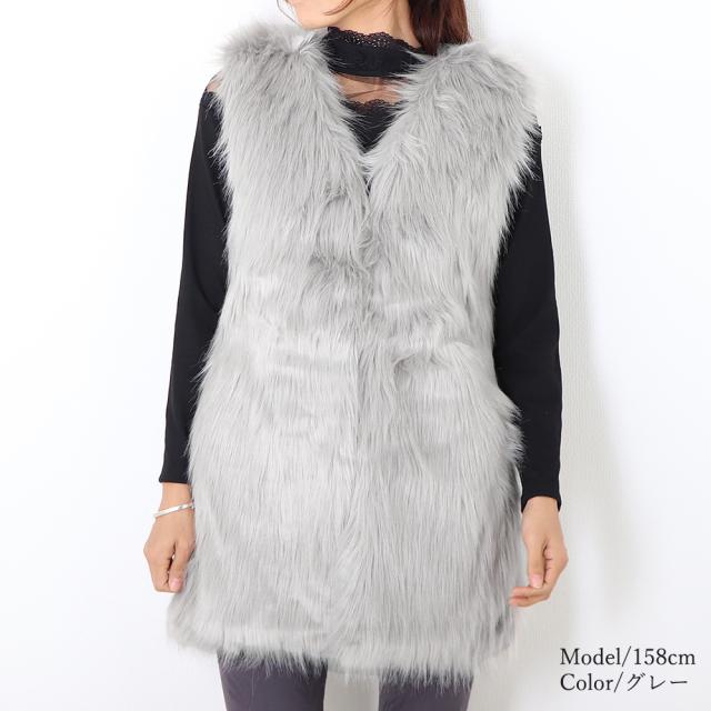 ファー ベスト レディース ジレ ファ チョッキ ベスト 前開き 毛皮 ベスト 秋冬 アウター 送料無料 即日発送-9