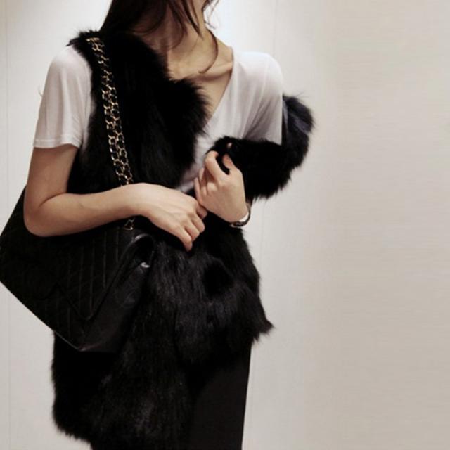 ファー ベスト レディース ジレ ファ チョッキ ベスト 前開き 毛皮 ベスト 秋冬 アウター 送料無料 即日発送-4