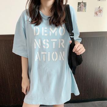 ワンピース ロング ロゴTシャツ レディース 半袖 カットソー 体型カバー 英字プリントTシャツワンピース 送料無料 即日発送-9