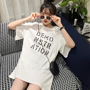 ワンピース ロング ロゴTシャツ レディース 半袖 カットソー 体型カバー 英字プリントTシャツワンピース 送料無料 即日発送-6