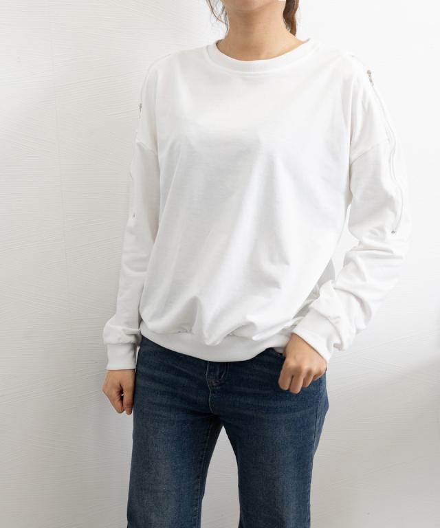 トレーナー オープンショルダー クルーネック スウェット 肩出しトップス ゆったり セクシー 送料無料 即日発送-3