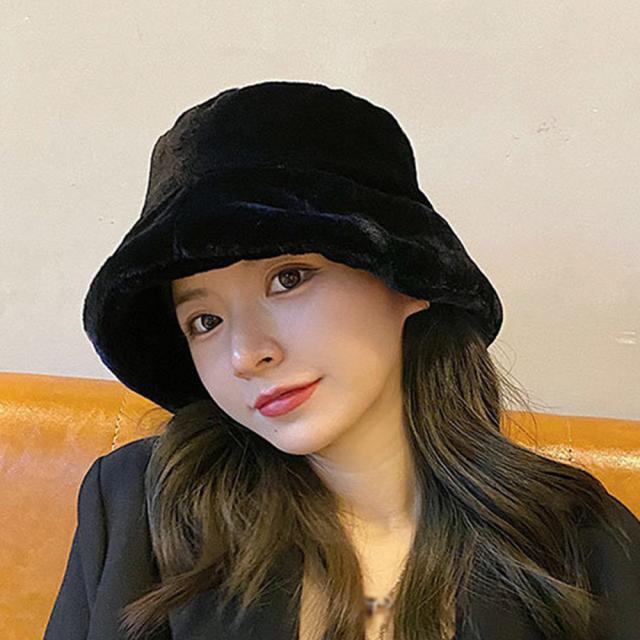 バケットハット レディース ハット 帽子 ファー ふわふわ 冬 暖かい 厚手 おしゃれ 可愛い 送料無料 即日発送-2