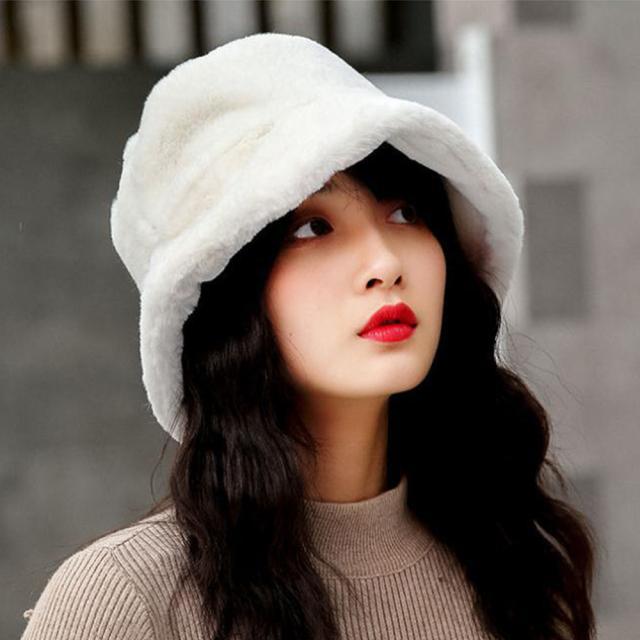 バケットハット レディース ハット 帽子 ファー ふわふわ 冬 暖かい 厚手 おしゃれ 可愛い 送料無料 即日発送-3
