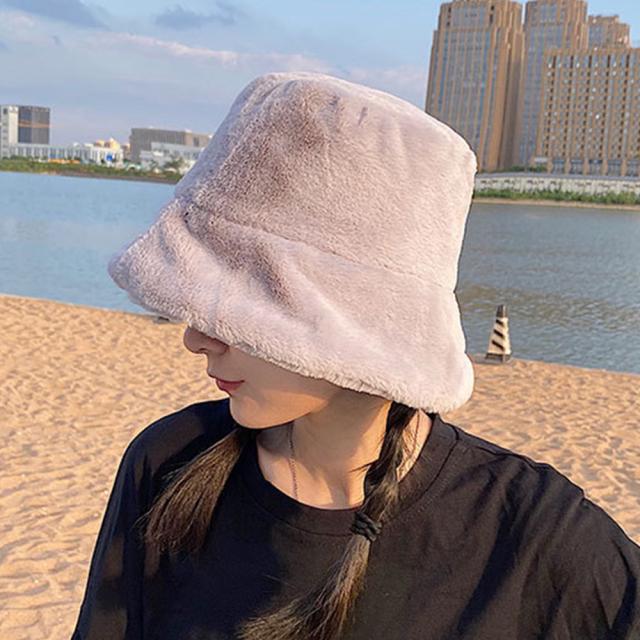 バケットハット レディース ハット 帽子 ファー ふわふわ 冬 暖かい 厚手 おしゃれ 可愛い 送料無料 即日発送-4