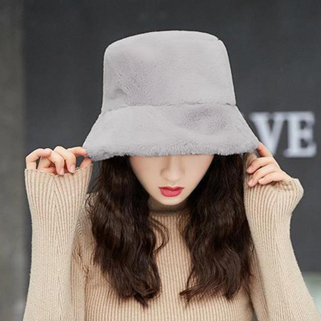 バケットハット レディース ハット 帽子 ファー ふわふわ 冬 暖かい 厚手 おしゃれ 可愛い 送料無料 即日発送-5