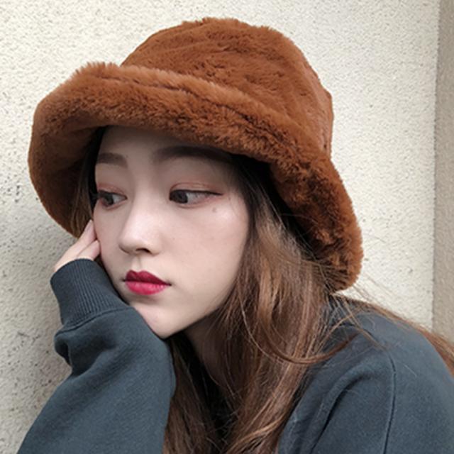 バケットハット レディース ハット 帽子 ファー ふわふわ 冬 暖かい 厚手 おしゃれ 可愛い 送料無料 即日発送-6