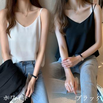 シフォン キャミソール バッククロス 夏 送料無料 即日発送-1