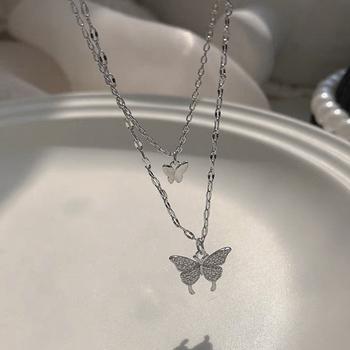 2連ネックレス 蝶々 ジュエリー 上品 送料無料 即日発送-8
