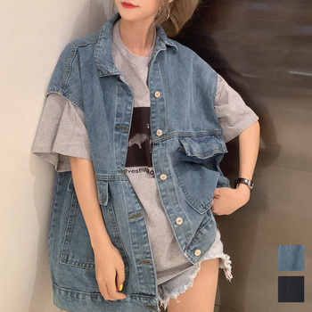 デニムベスト レディース デニムチョッキ SK15993284-5558 送料無料 即日発送-0