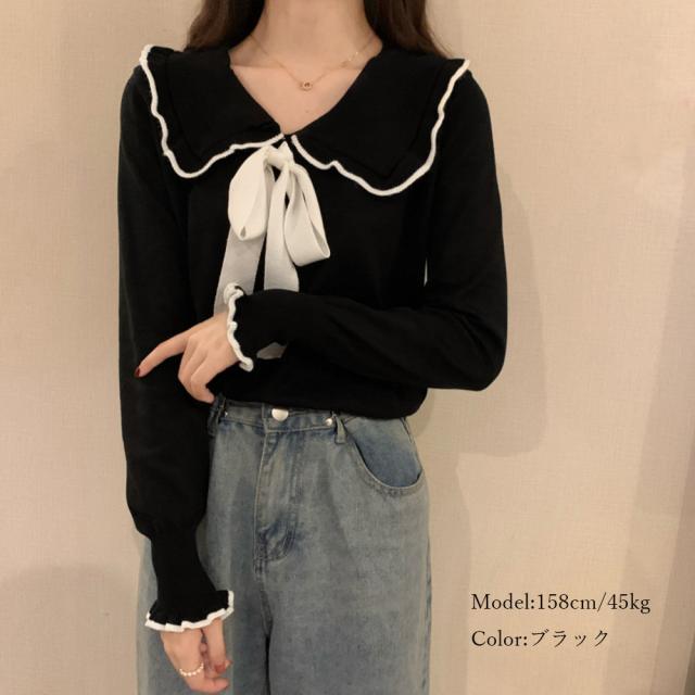 ニットトップス レディース リボン付き SK16188974-4102 送料無料 即日発送-7