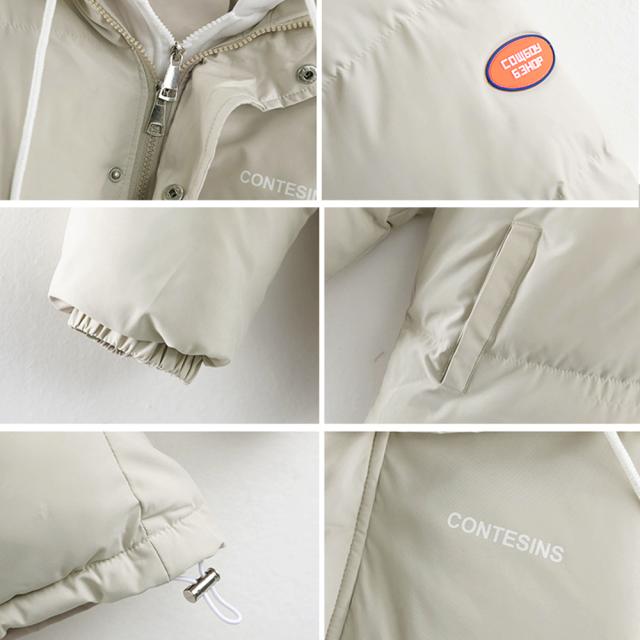 フーデッド エコダウンジャケット重ね着風 送料無料 即日発送-3