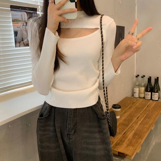 ニットトップス 胸開き ニットウエア 送料無料 即日発送-3