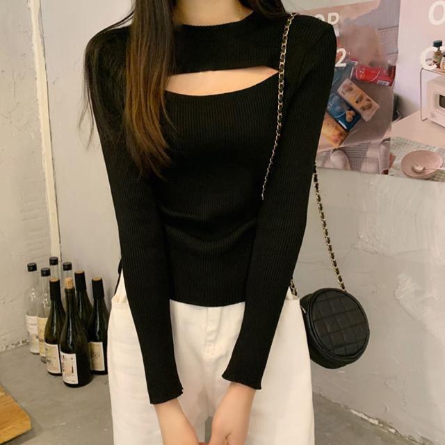 ニットトップス 胸開き ニットウエア 送料無料 即日発送-4