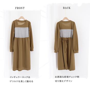 ワンピース レディース切り替えワンピ長袖 送料無料 即日発送-2
