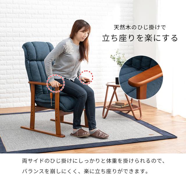 座椅子 高座椅子 レバー式リクライニング ヘッドギア LZ-4378DYE 送料無料-12